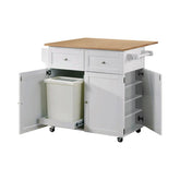 Coaster Jalen 3-Door Kitchen Cart with Casters Natural Brown and White Model 900558